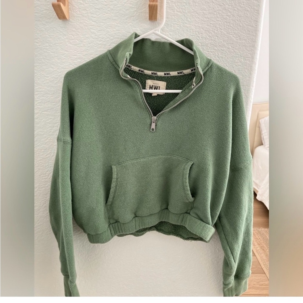 Madewell Olive Green Half-Zip Pullover Sweatshirt